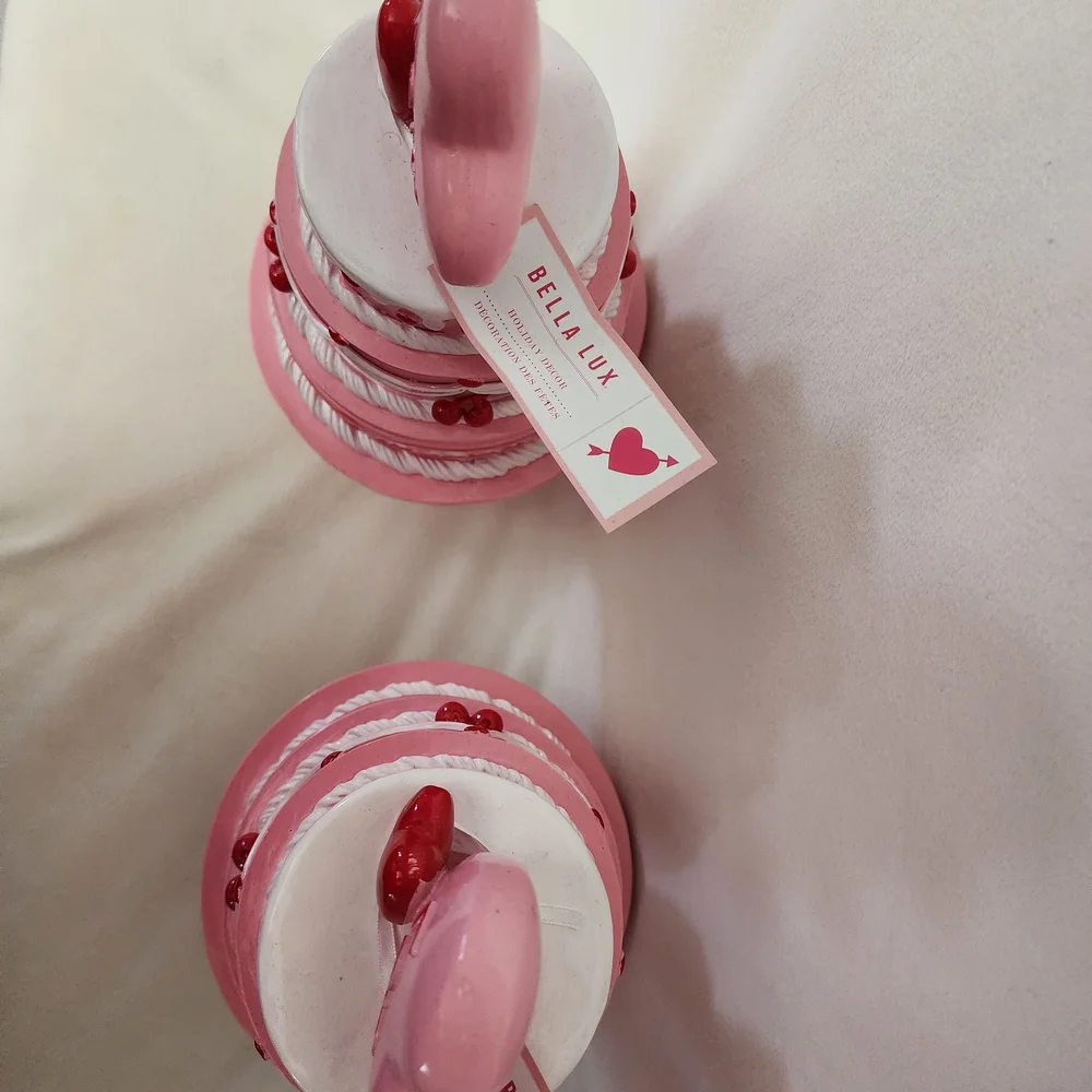 Pink and Red Heart 2 Cake Decorations